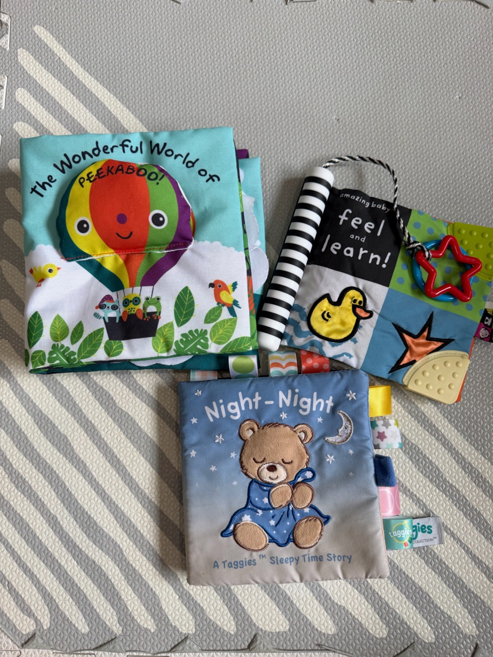 Taggies Soft Sensory Baby Books Set – Blue, Teal, Black, Yellow, Red, Purple